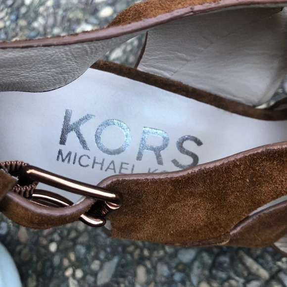 Kors Michael Kors Brown Suede Platform Espadrille Wedge Sandals Size 8.5 M - Picture 4 of 8
